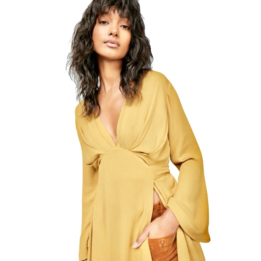 NWT Free People Mustard Yellow Long Sleeve Shirt